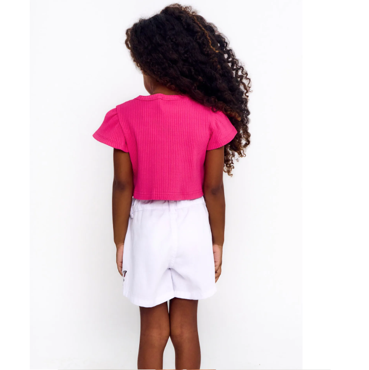 Blusa Infantil Menina Estampa Borbojardim - Tam. 2 a 12 anos - Rosa Forte
