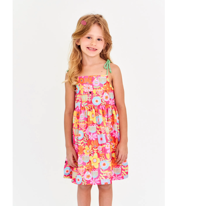 Vestido Infantil Estampa Eu Amo Frutinhas – Tam. 2 a 12 anos – Cereja