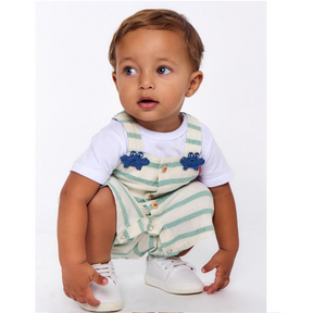 Jardineira Infantil Bebê Menino Estampa Crab Crab - Tam. 3 a 18 meses - Branco